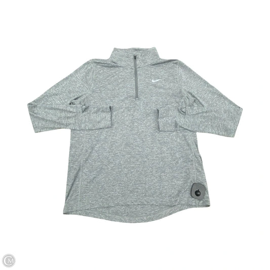 Athletic Top Long Sleeve Collar By Nike In Grey, Size: S