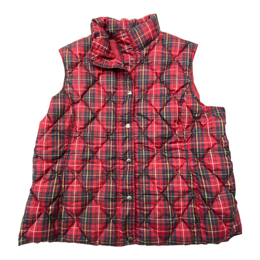 Vest Puffer & Quilted By Lands End In Plaid Pattern, Size: Xl