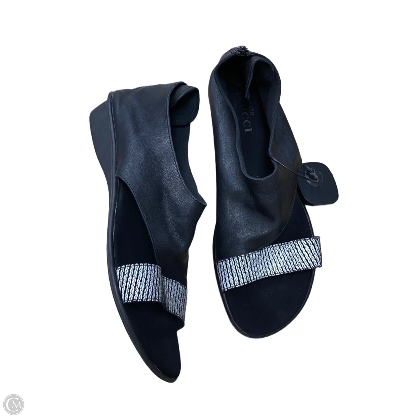 Sandals Heels Wedge By Sesto Meucci In Black & Grey, Size: 11