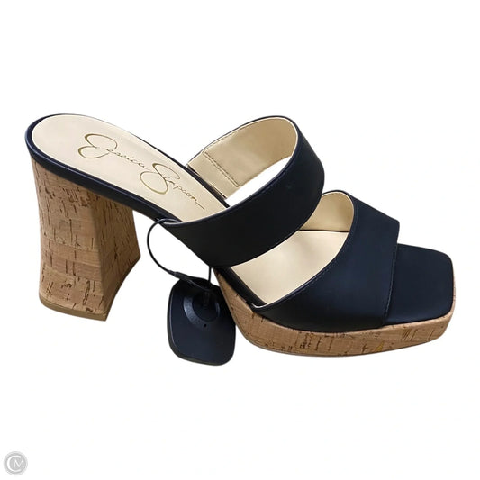 Sandals Heels Block By Jessica Simpson In Black & Tan, Size: 10