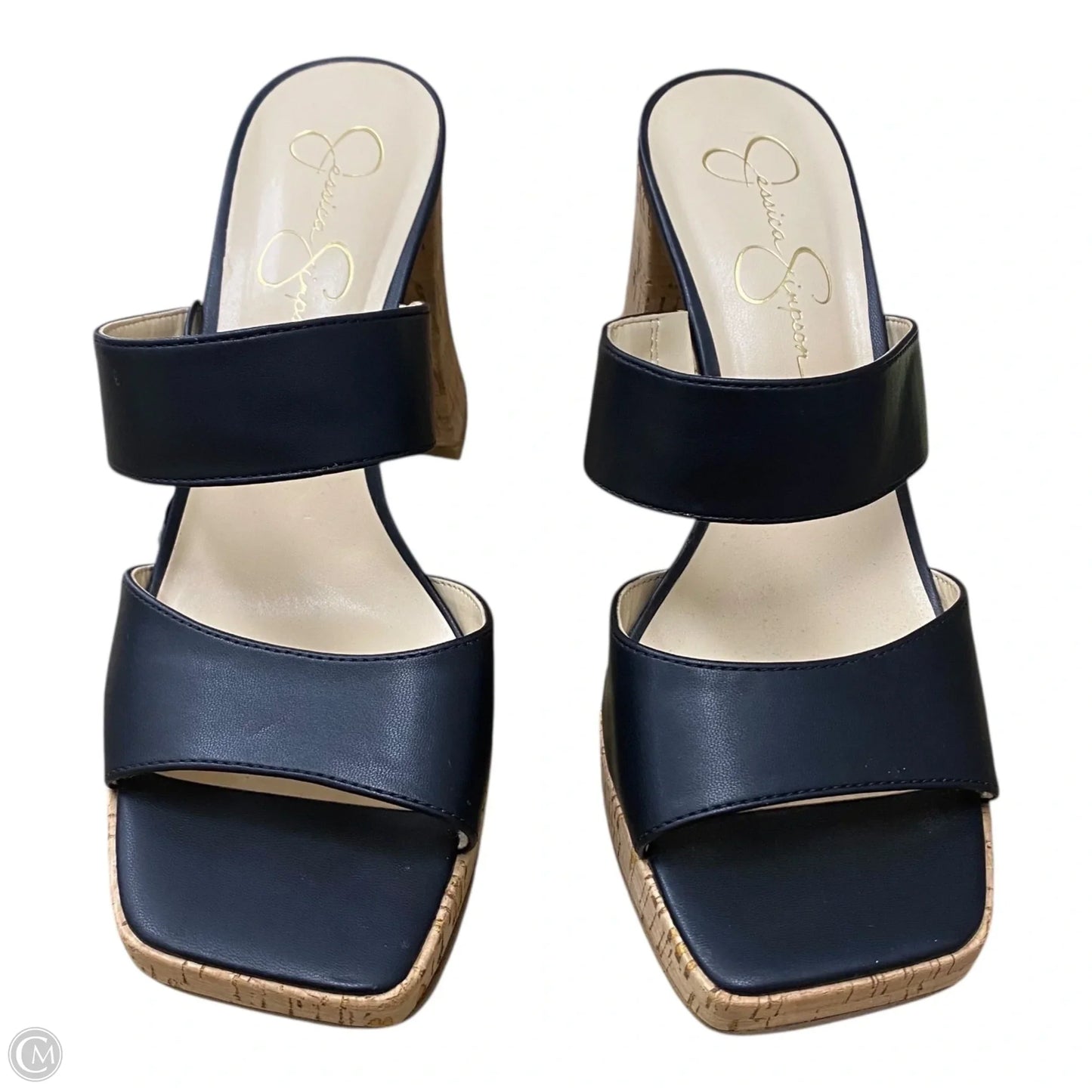 Sandals Heels Block By Jessica Simpson In Black & Tan, Size: 10