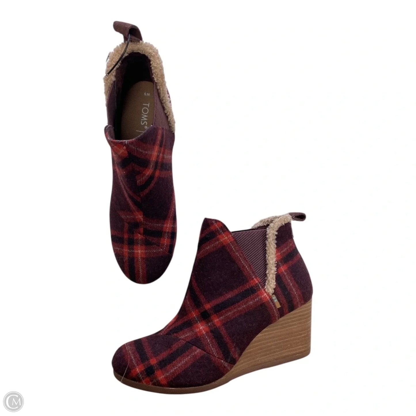 Boots Ankle Heels By Toms In Plaid Pattern, Size: 9