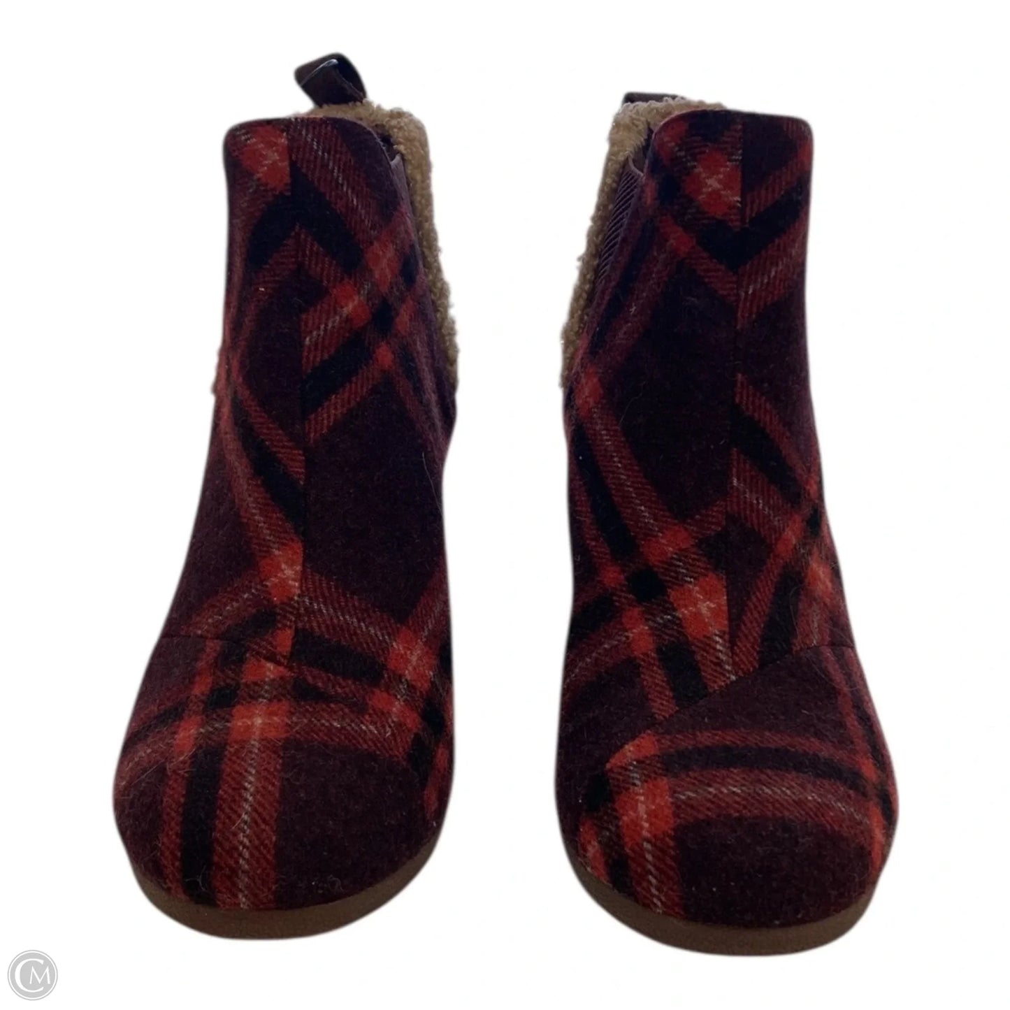 Boots Ankle Heels By Toms In Plaid Pattern, Size: 9