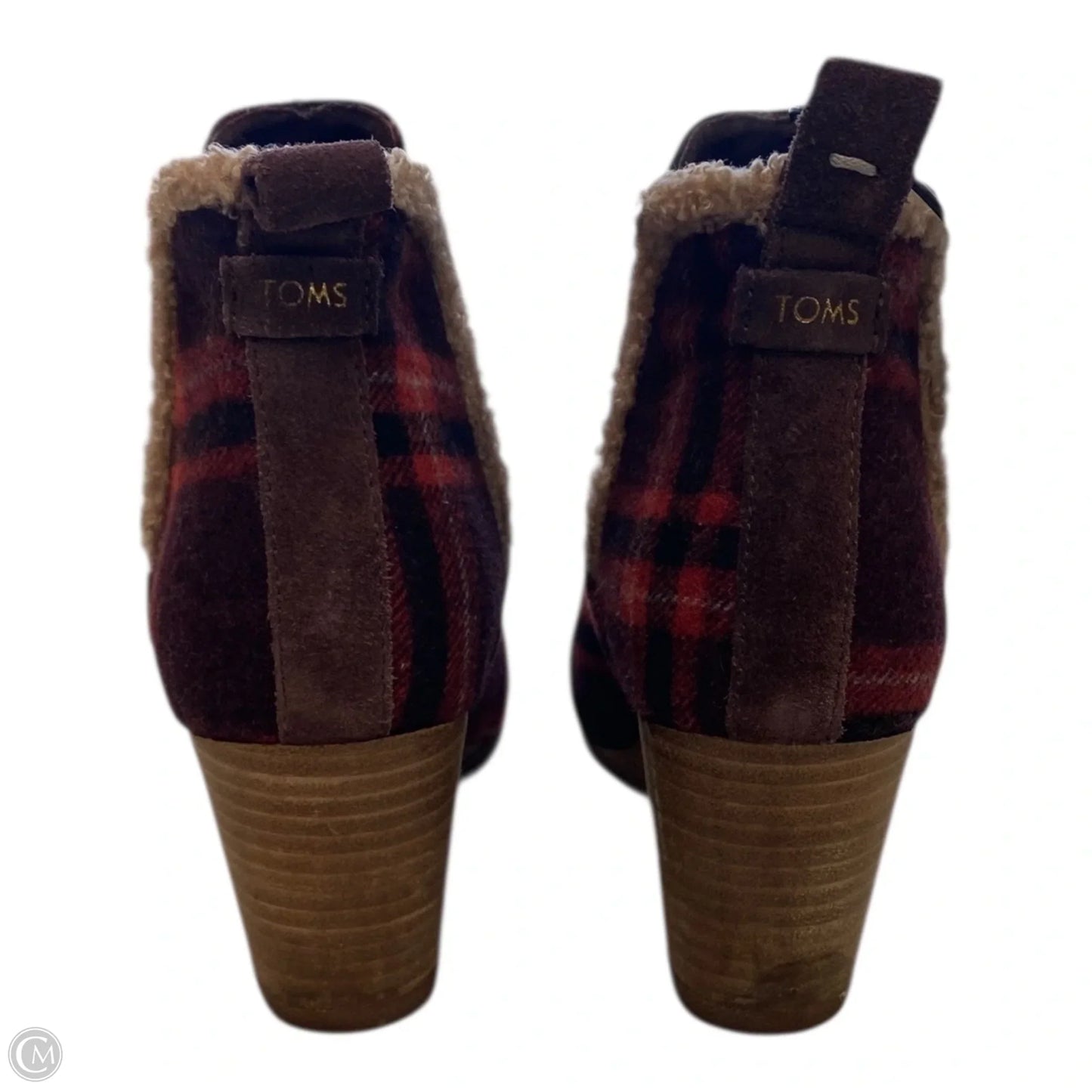 Boots Ankle Heels By Toms In Plaid Pattern, Size: 9