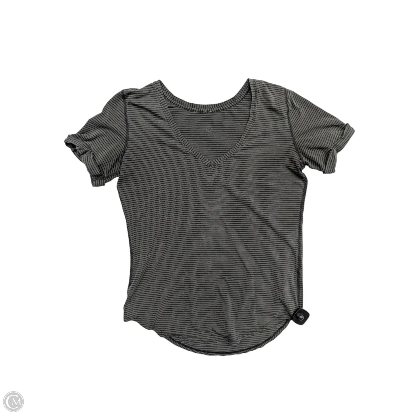 Athletic Top Short Sleeve By Lululemon In Striped Pattern, Size: S