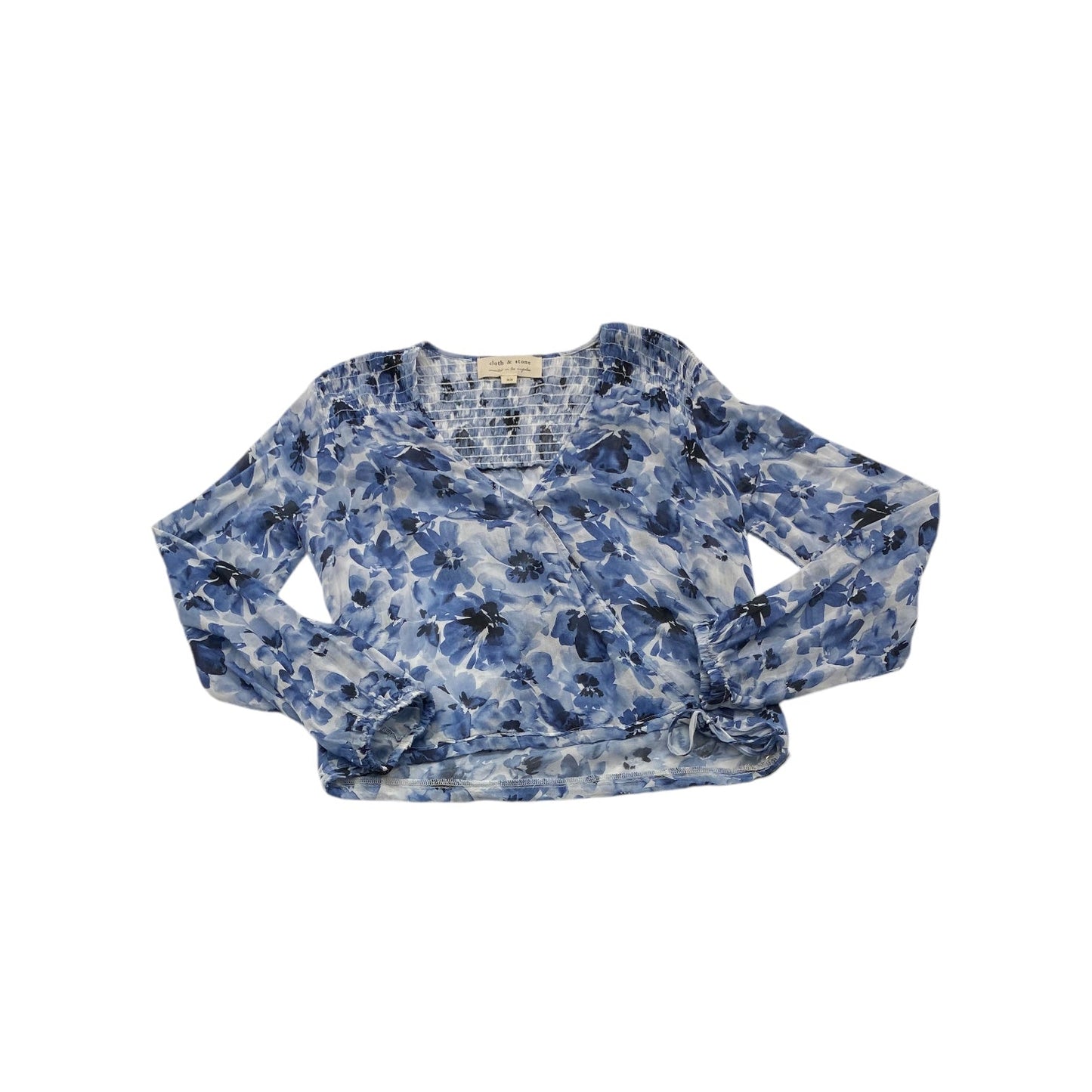 Top Long Sleeve By Cloth And Stone In Blue White, Size: Xs