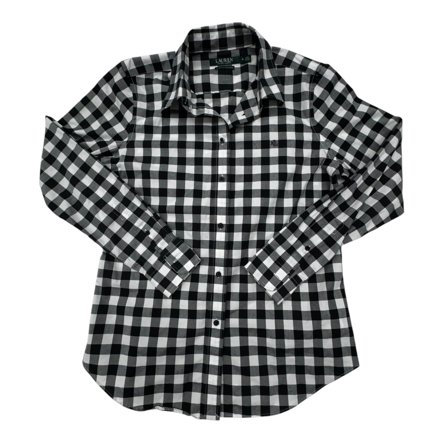 Top Long Sleeve By Lauren By Ralph Lauren In Checkered Pattern, Size: M