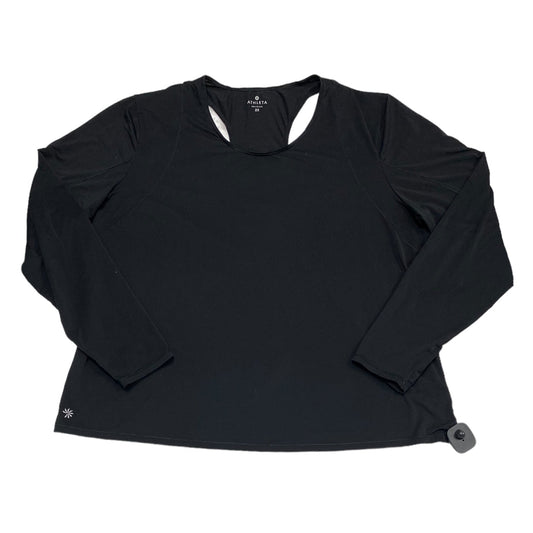 Black Athletic Top Long Sleeve Crewneck Athleta, Size 2x