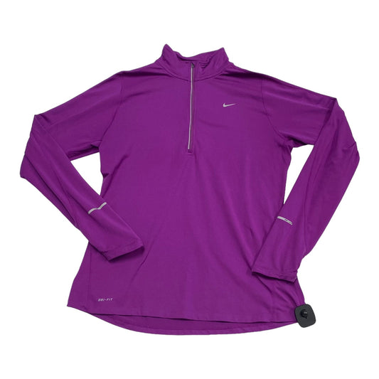 Purple Athletic Top Long Sleeve Collar Nike, Size L