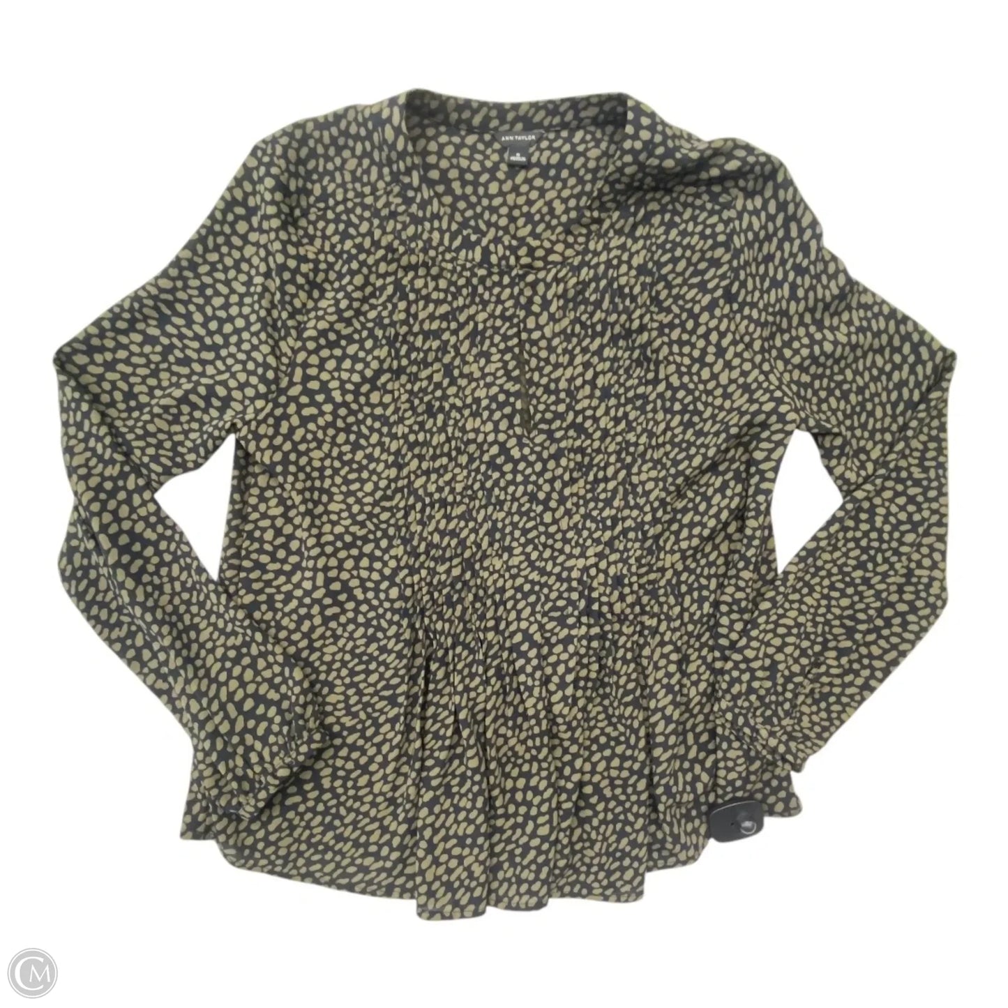 Top Long Sleeve By Ann Taylor In Black & Green, Size: S