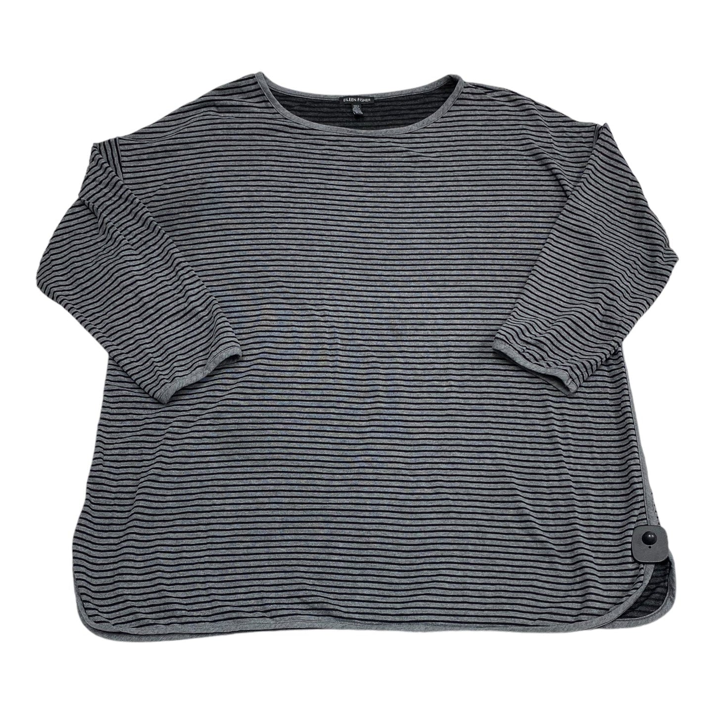 Top Long Sleeve Designer By Eileen Fisher In Black & Grey, Size: Xl