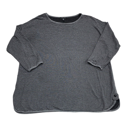 Top Long Sleeve Designer By Eileen Fisher In Black & Grey, Size: Xl