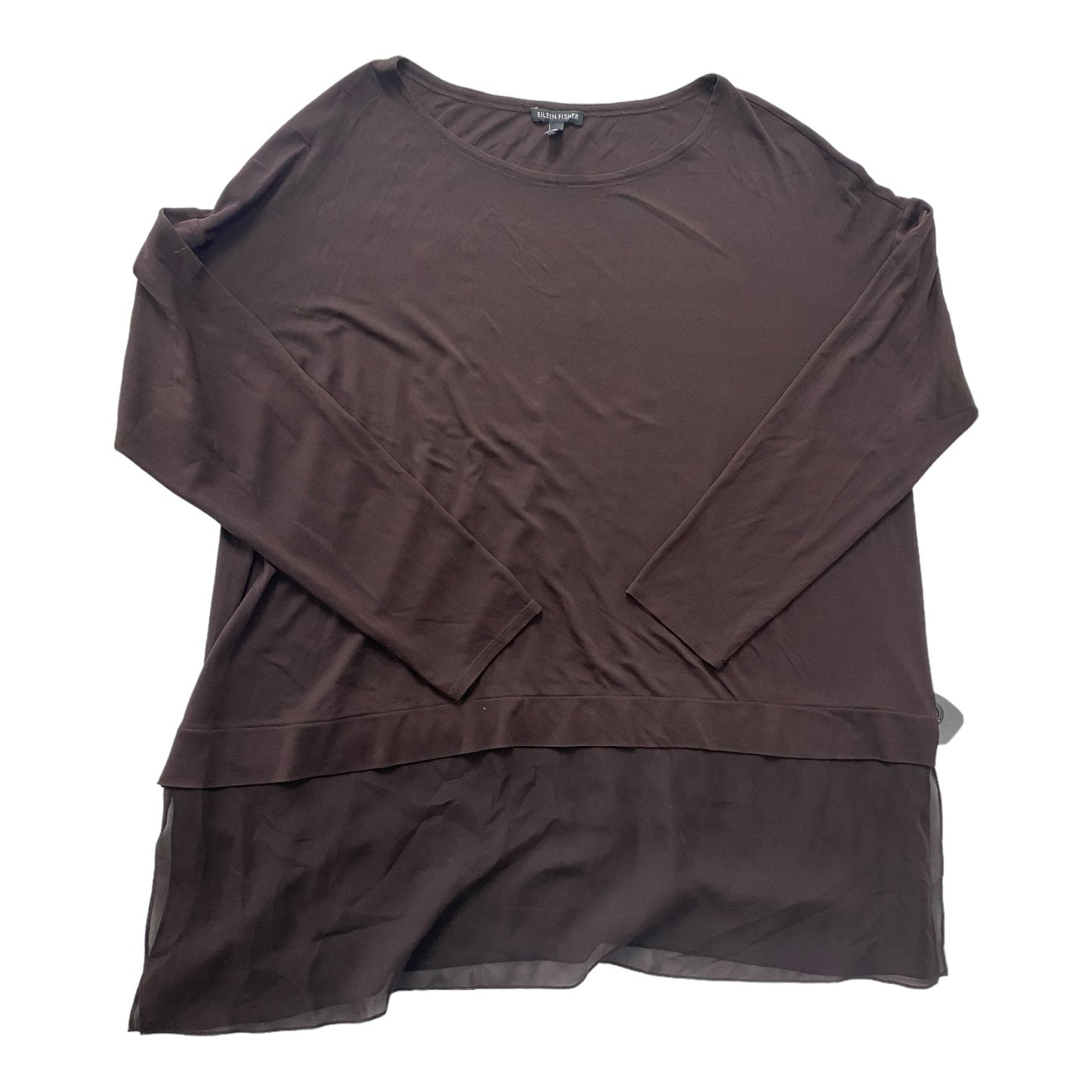 Top Long Sleeve Designer By Eileen Fisher In Brown, Size: Xl