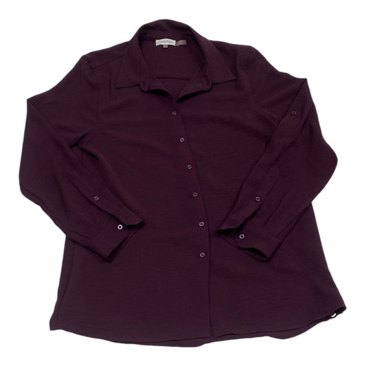 Top Long Sleeve By Calvin Klein In Purple, Size: M