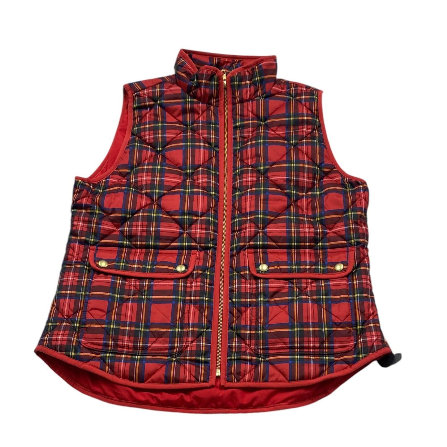 Vest Puffer & Quilted By J. Crew In Plaid Pattern, Size: M