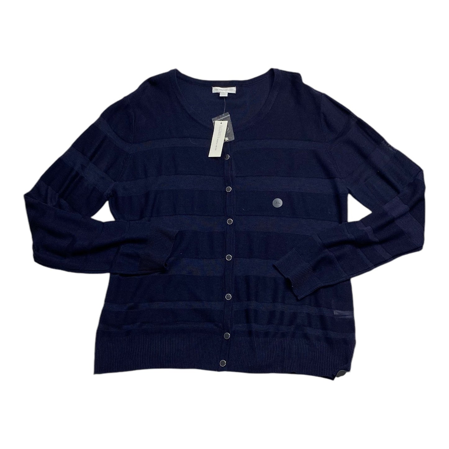 Sweater Cardigan By New York Jean Company In Navy, Size: Xl