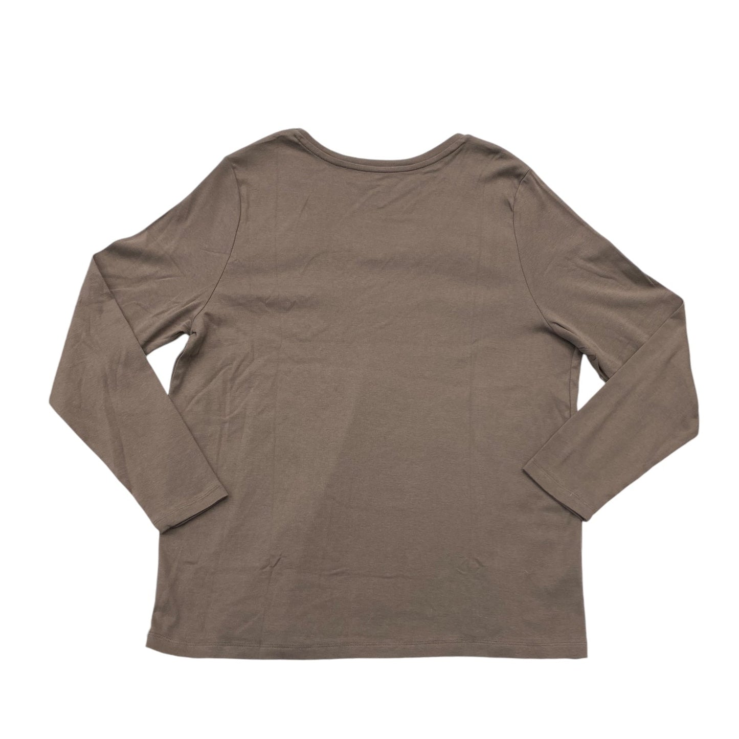 Top Long Sleeve Basic By St Johns Bay In Taupe, Size: 1x