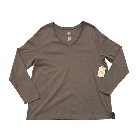 Top Long Sleeve Basic By St Johns Bay In Taupe, Size: 1x