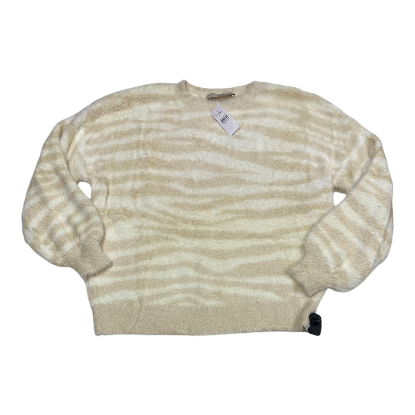 Sweater By Loft In Cream & White, Size: L