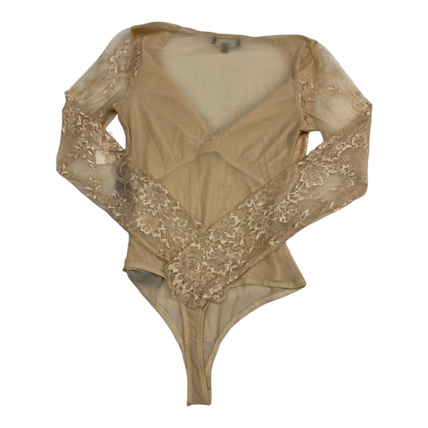 Bodysuit By Lulus In Beige, Size: Xs