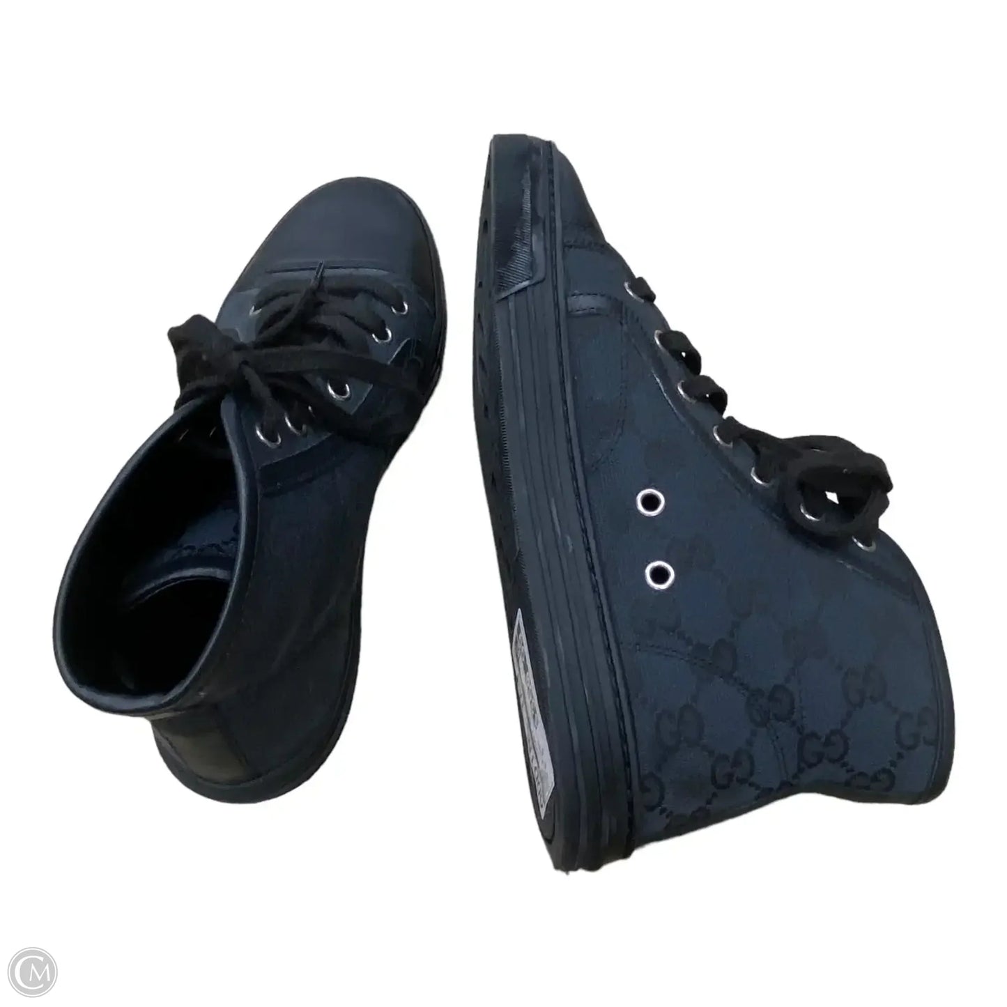 Shoes Luxury Designer By Guci In Black, Size: 5.5