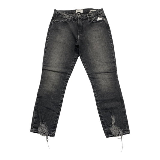 Jeans Straight By Frame In Black Denim, Size: 4