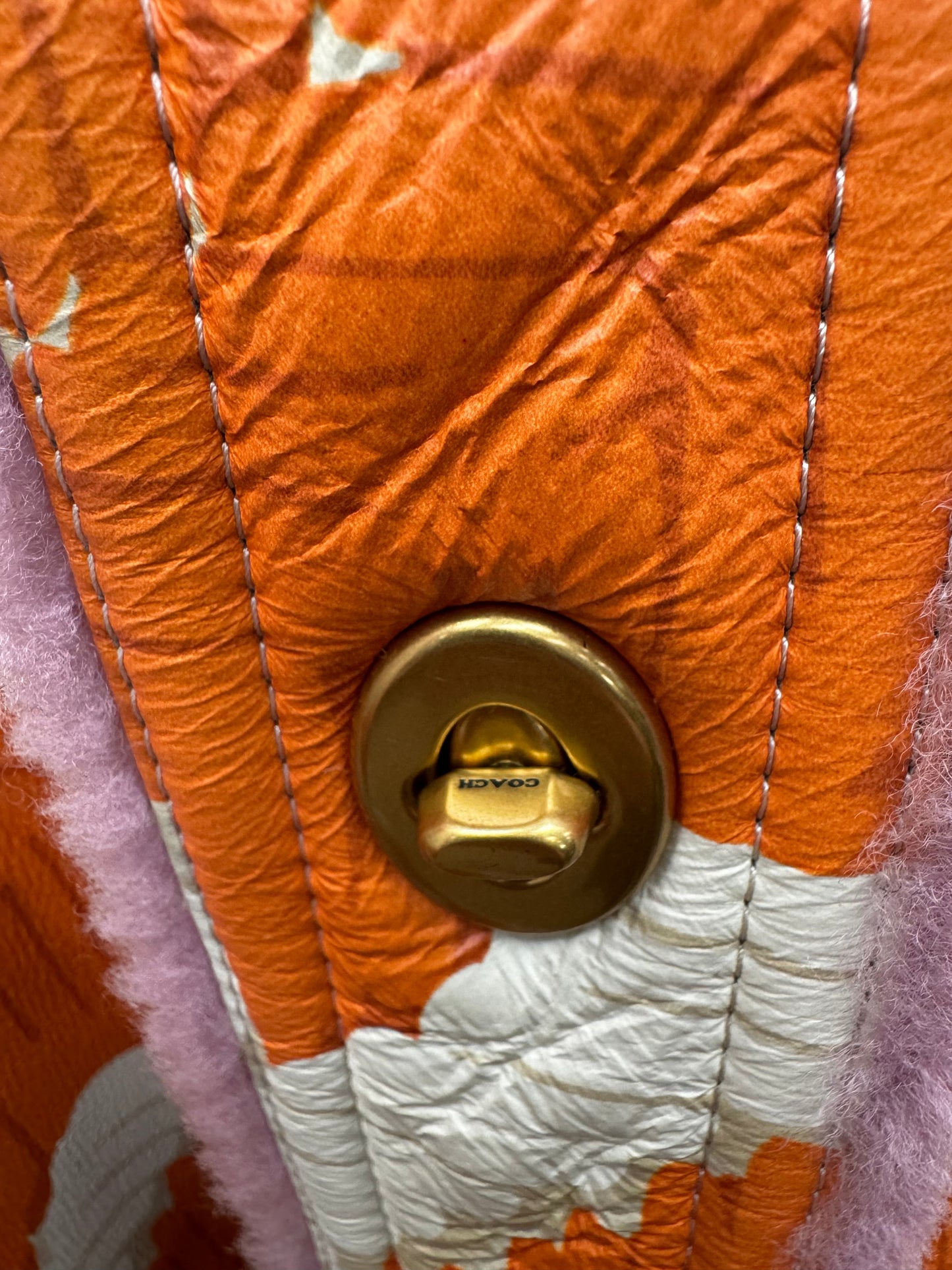 Jacket Designer By Coach In Orange & White