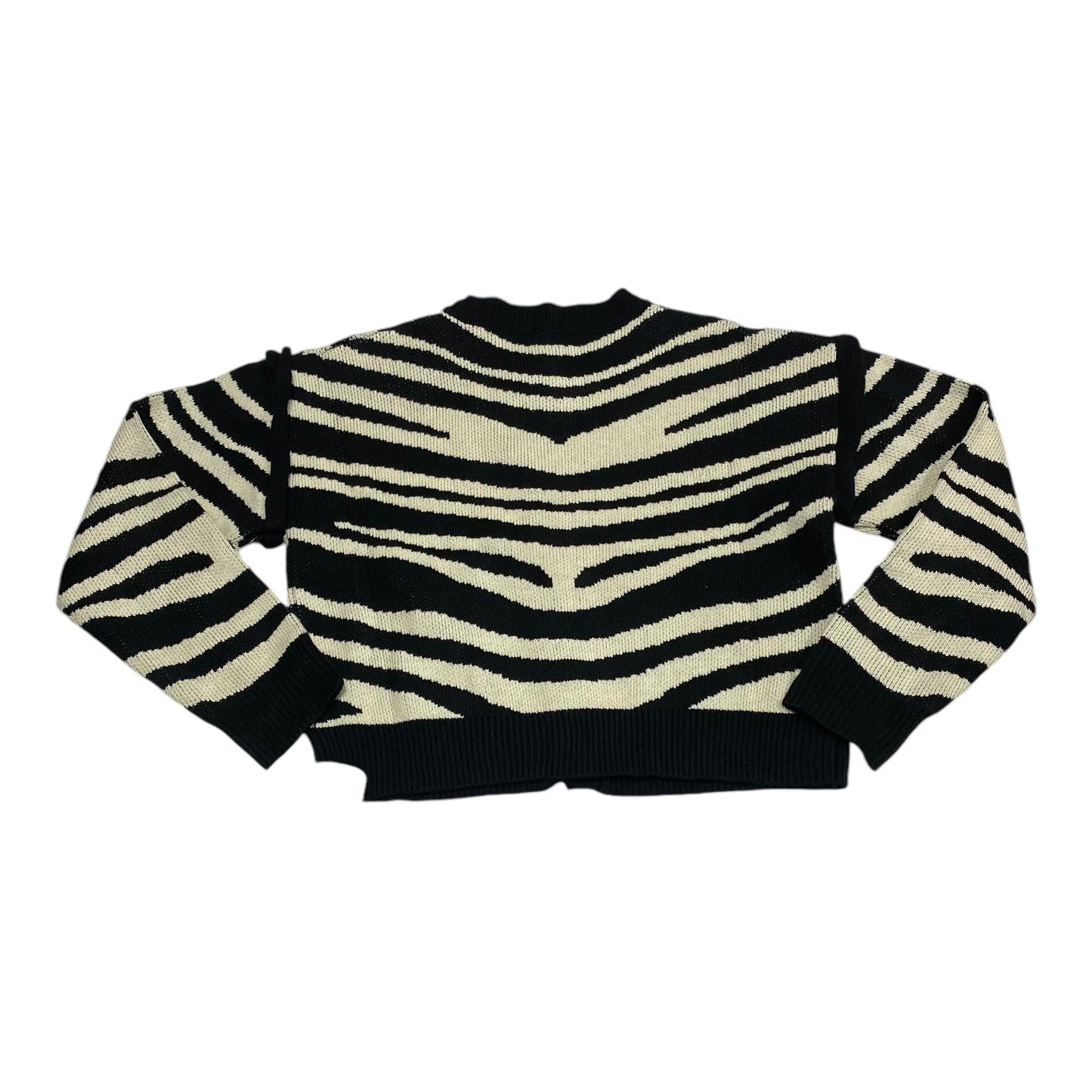 Sweater Cardigan By SOLEILASHOP In Black & Cream, Size: S