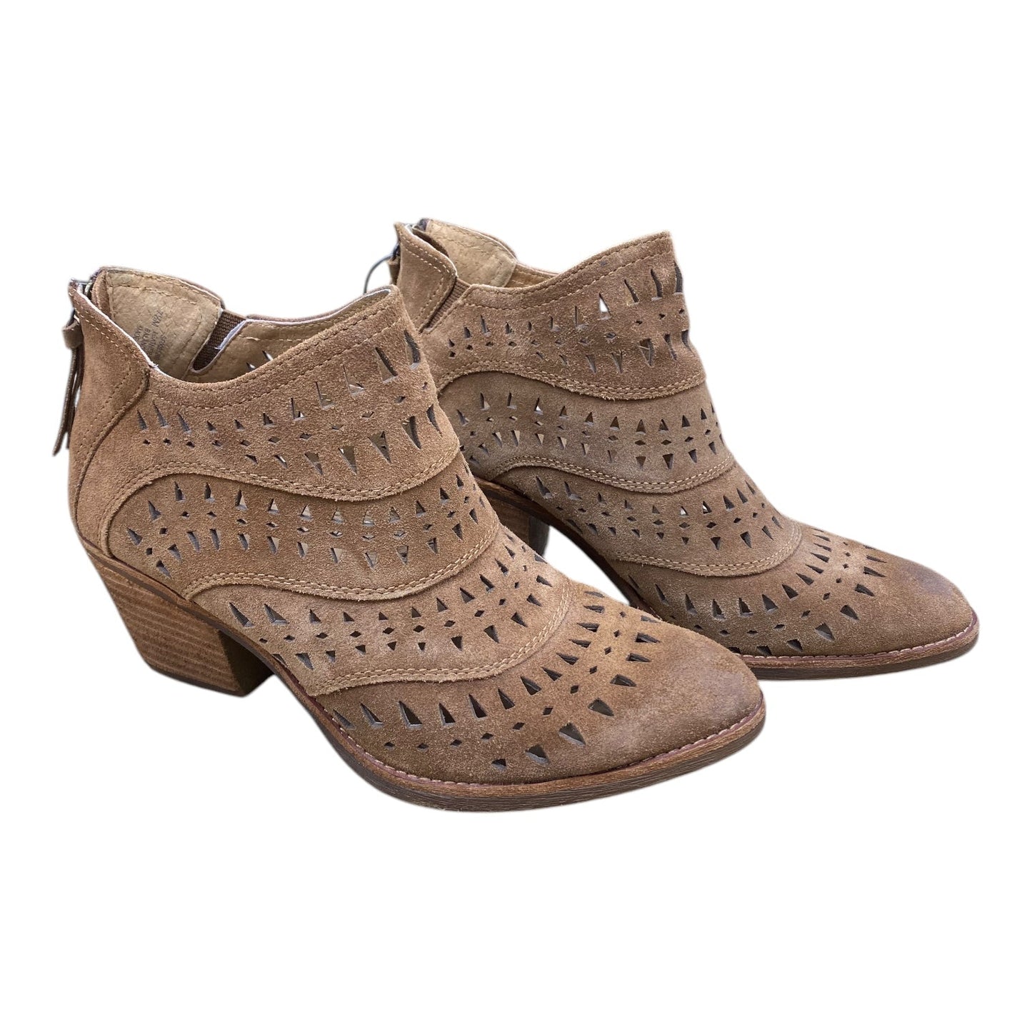 Boots Ankle Heels By Sofft In Brown, Size: 7.5