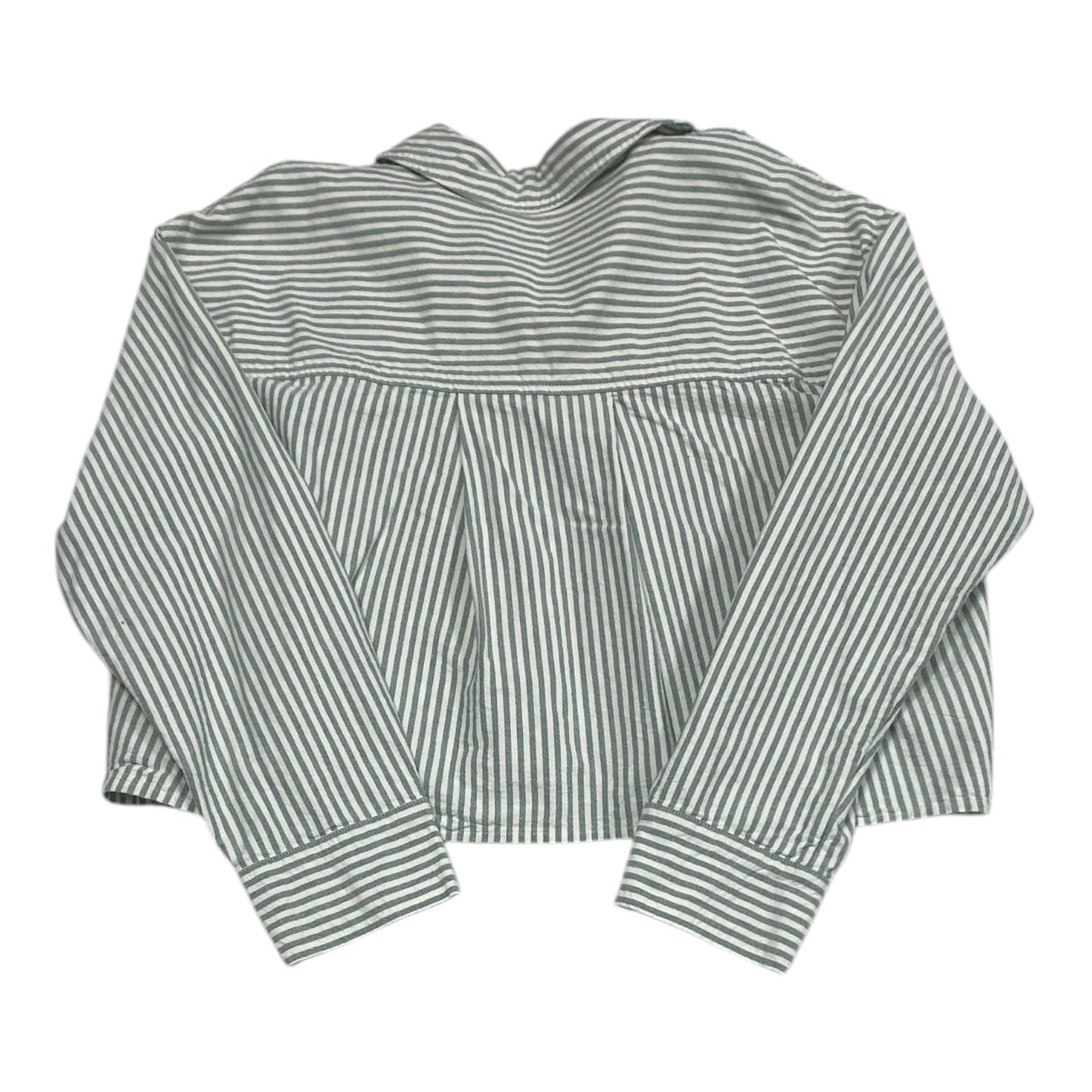 Top Long Sleeve By Madewell In Green & White, Size: M