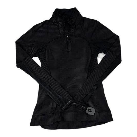 Athletic Top Long Sleeve Collar By Lululemon In Black & Gold