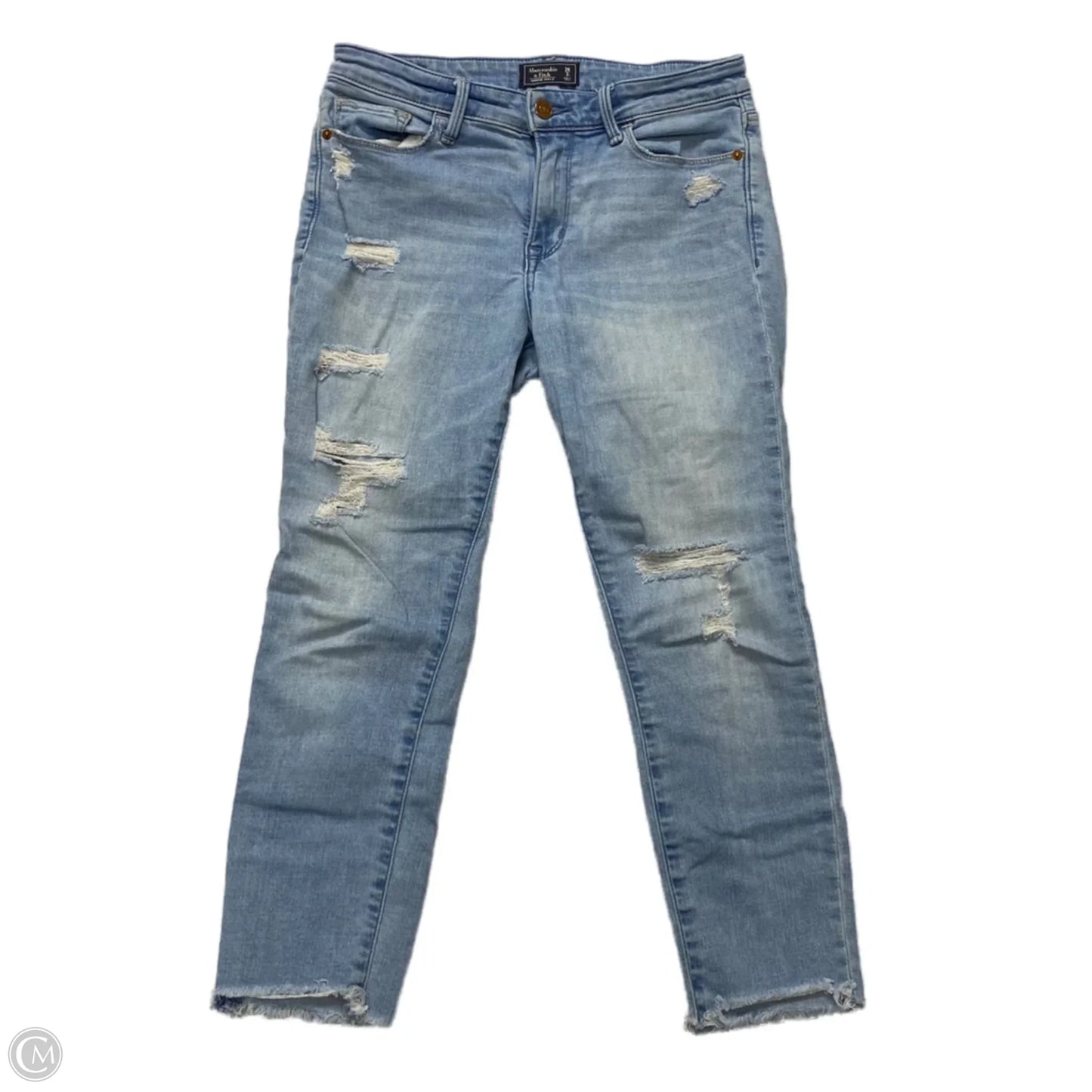 Jeans Cropped By Abercrombie And Fitch In Blue Denim, Size: 2p