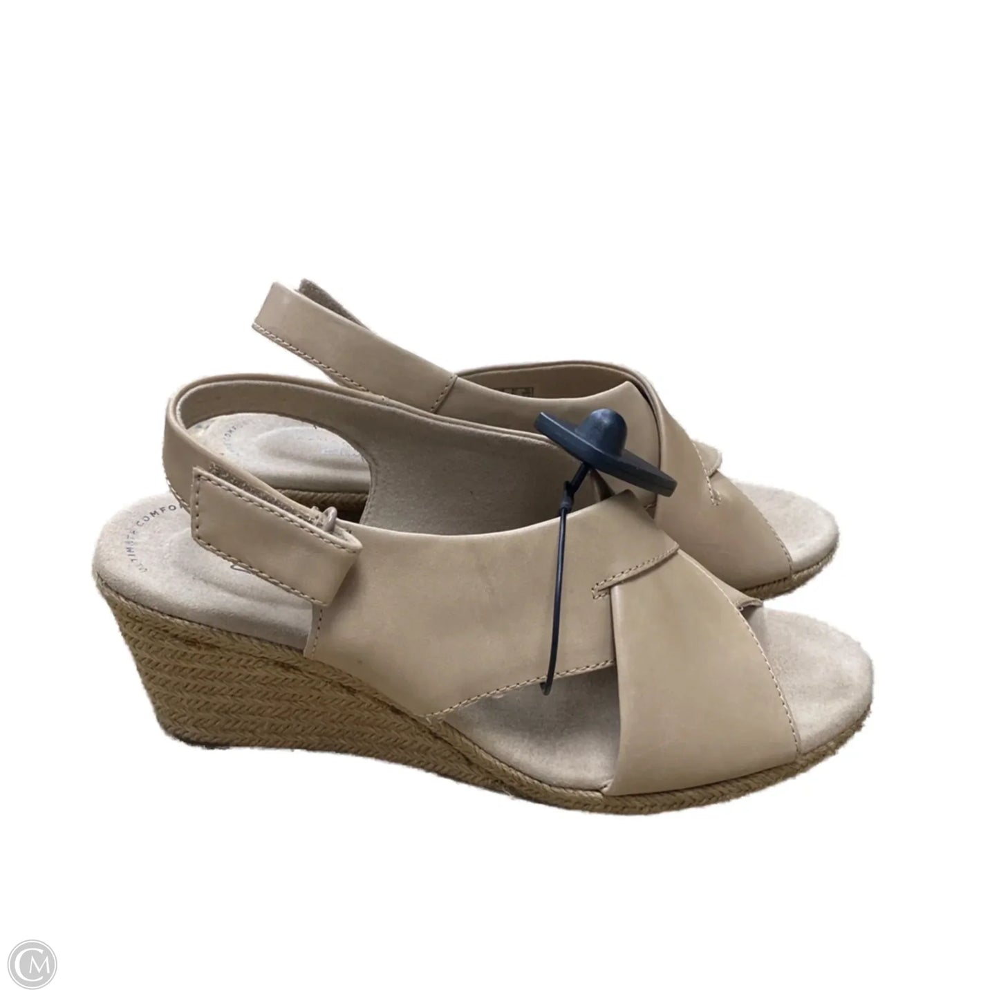 Sandals Heels Wedge By Clarks In Tan, Size: 9.5