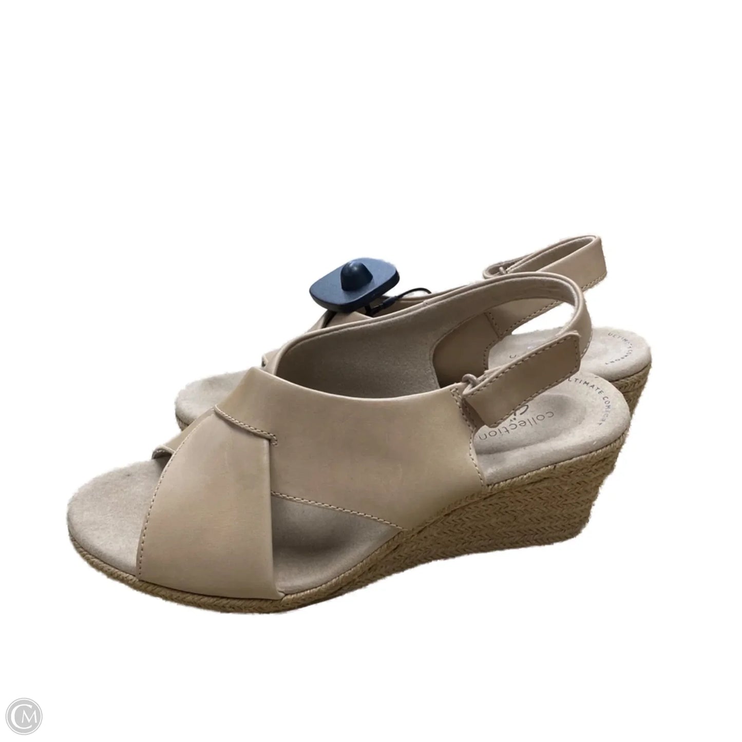 Sandals Heels Wedge By Clarks In Tan, Size: 9.5