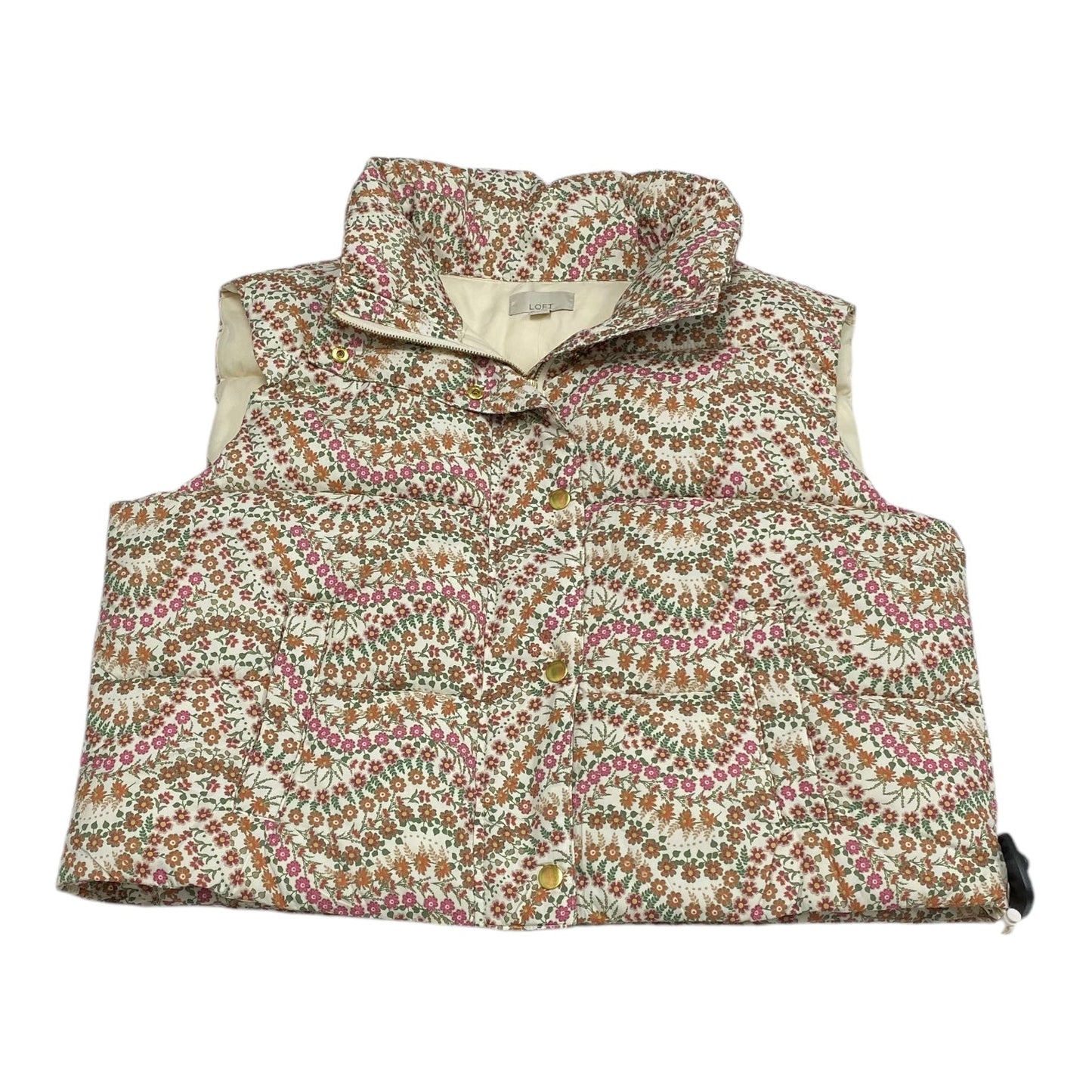 Vest Puffer & Quilted By Loft In Floral Print, Size: M