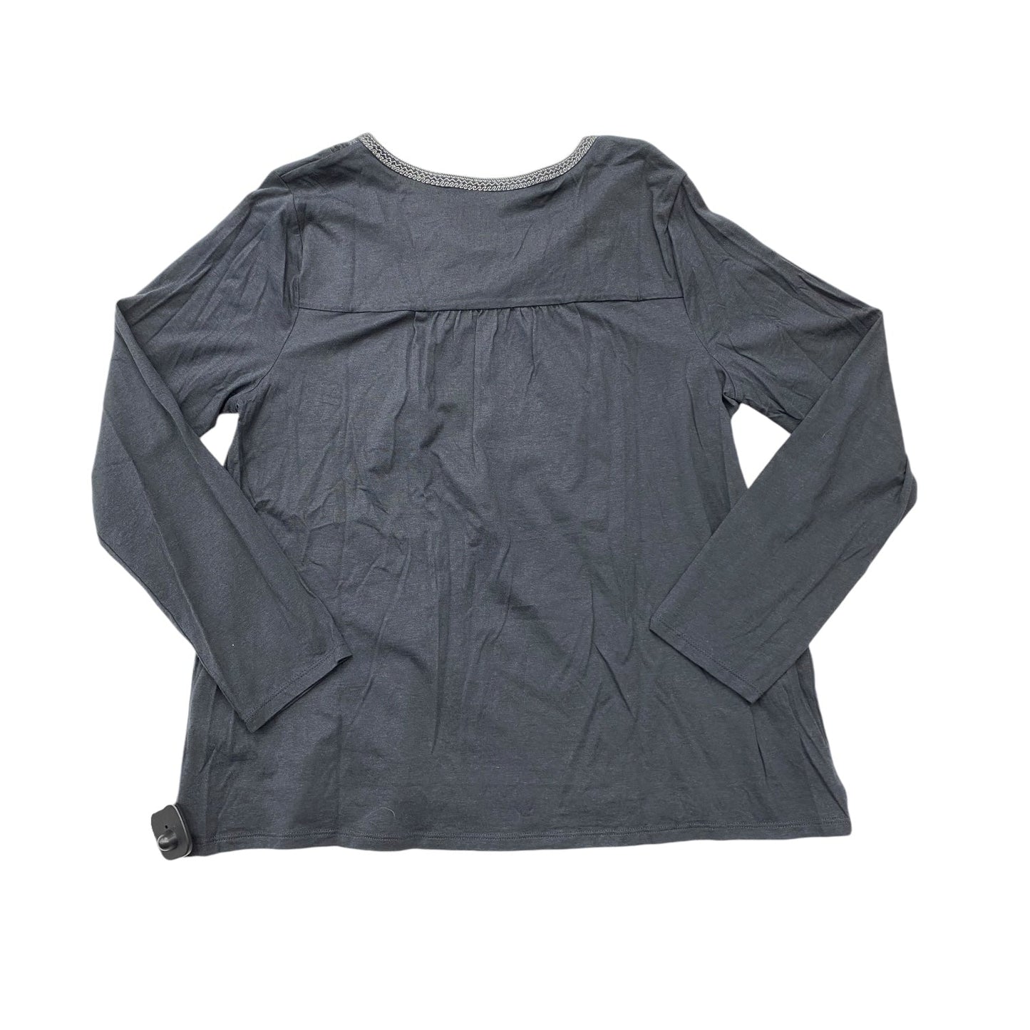 Top Long Sleeve By J. Jill In Grey & White, Size: L