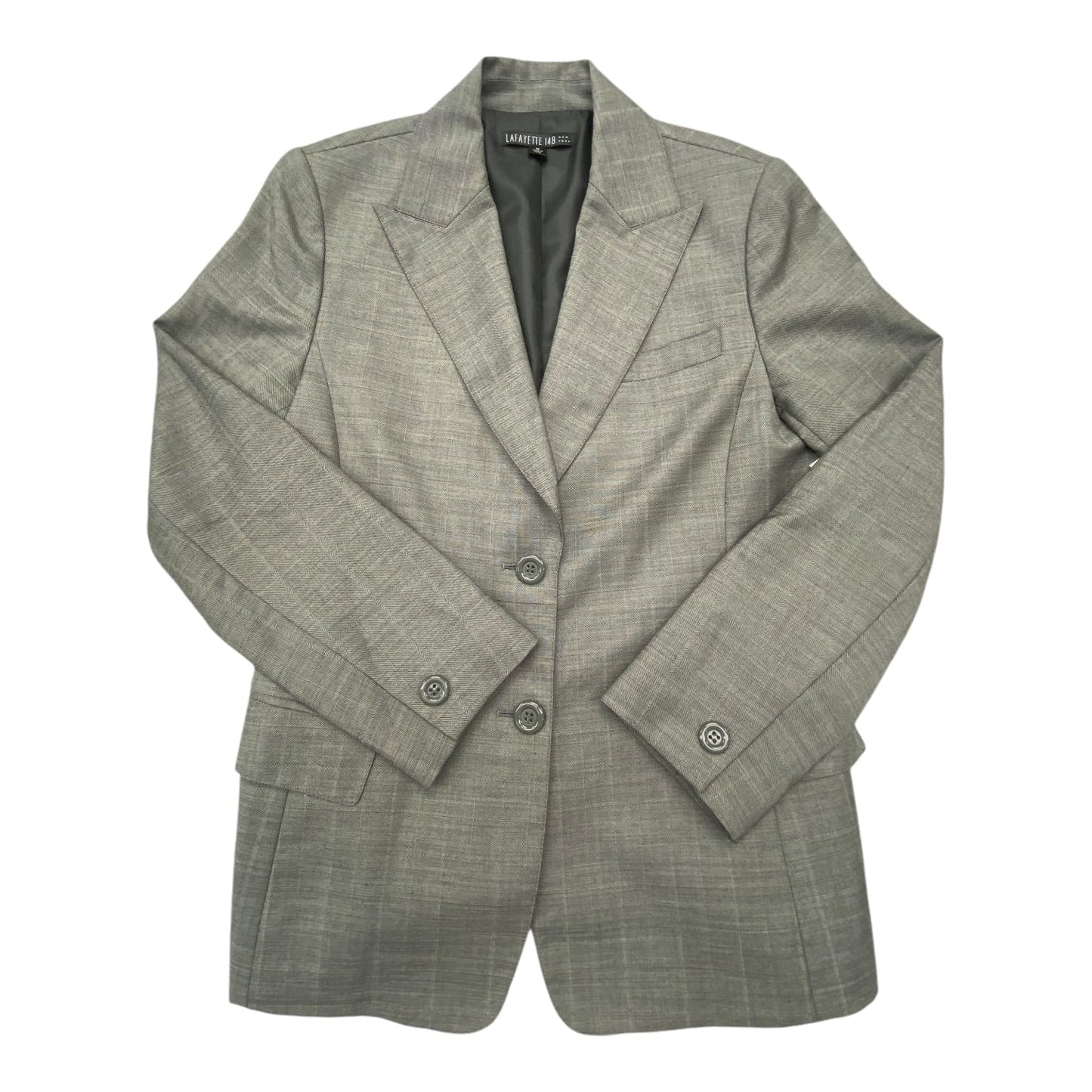 Blazer Designer By Lafayette 148 In Grey, Size: 12