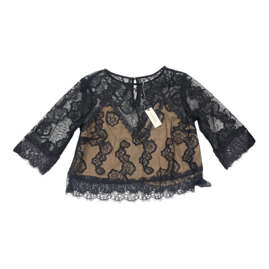 Top 3/4 Sleeve By Anthropologie In Black & Tan, Size: M