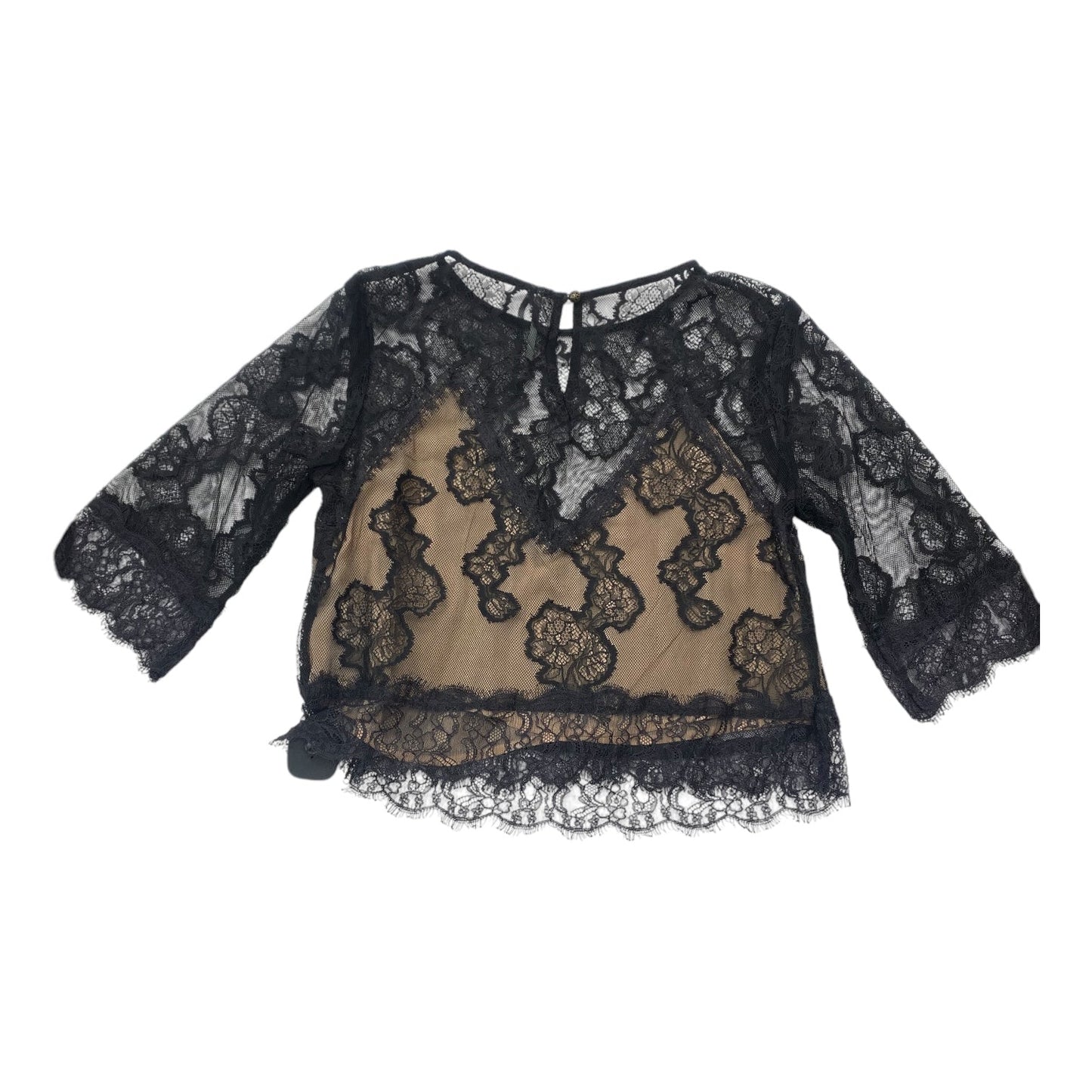 Top 3/4 Sleeve By Anthropologie In Black & Tan, Size: M