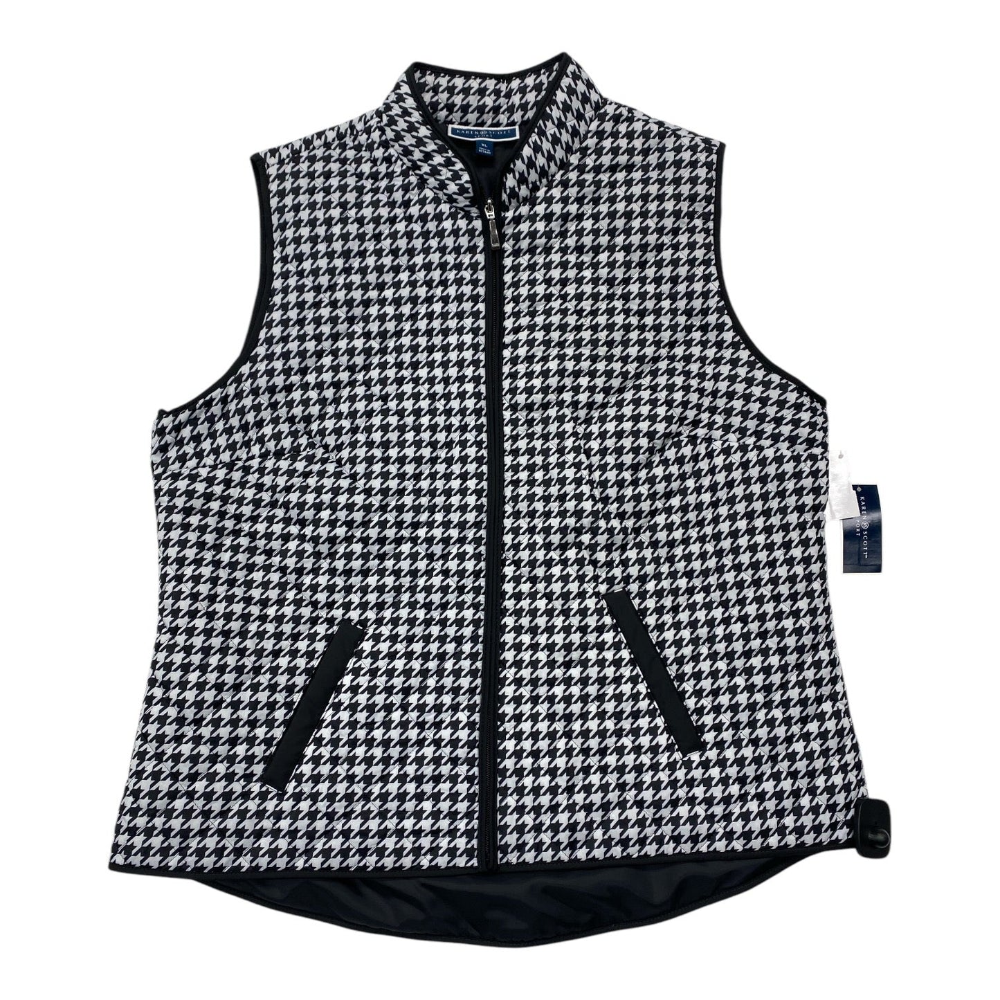 Vest Puffer & Quilted By Karen Scott In Black & White, Size: Xl