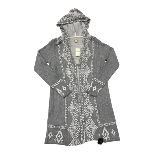 Sweater Cardigan By Lucky Brand In Grey & White, Size: L