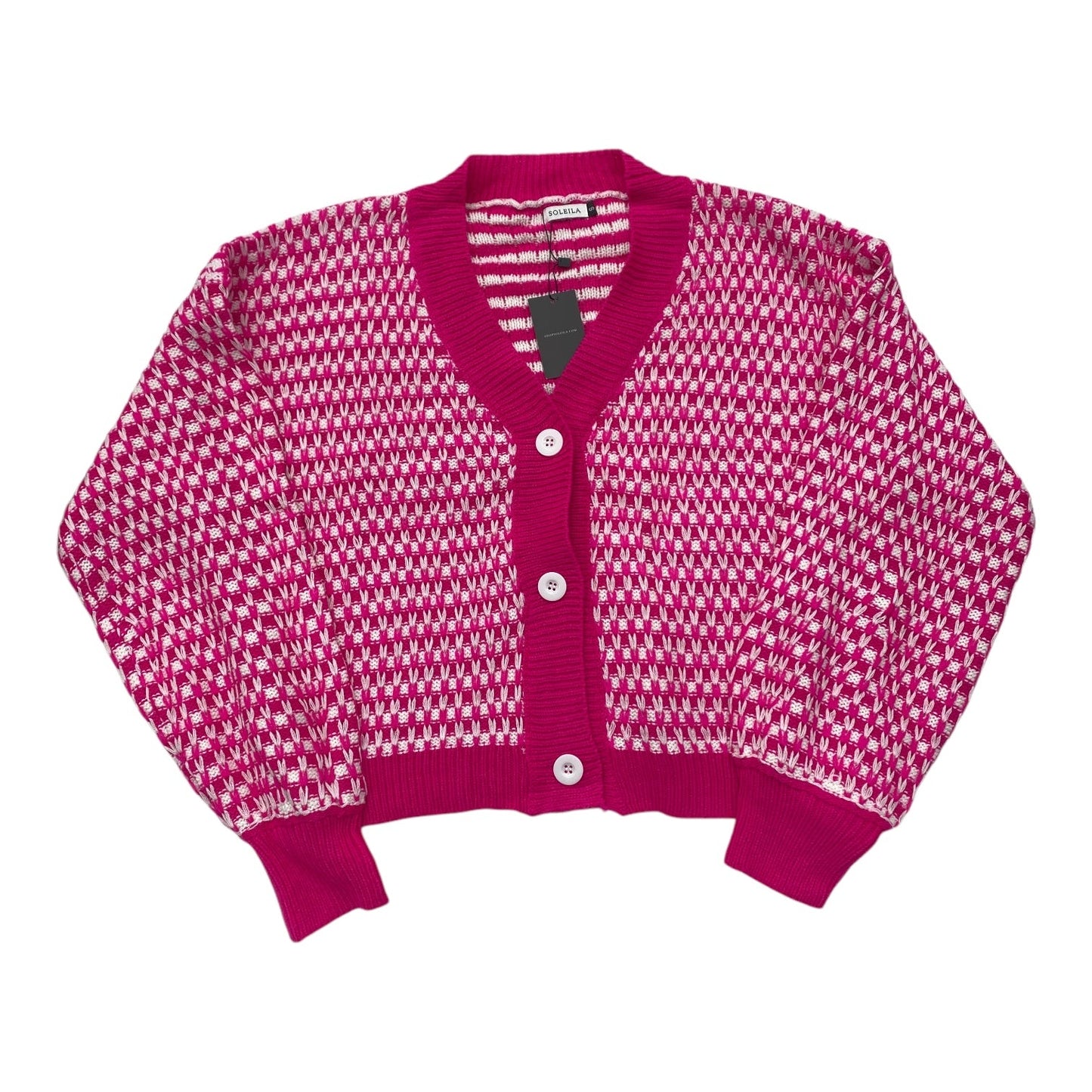 Sweater Cardigan By Cmc In Pink & White, Size: S