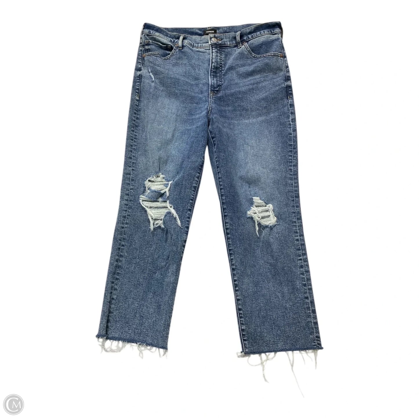 Jeans Straight By Express In Blue Denim, Size: 14