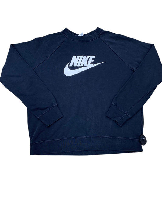 Athletic Top Long Sleeve Collar By Nike In Black & White, Size: L