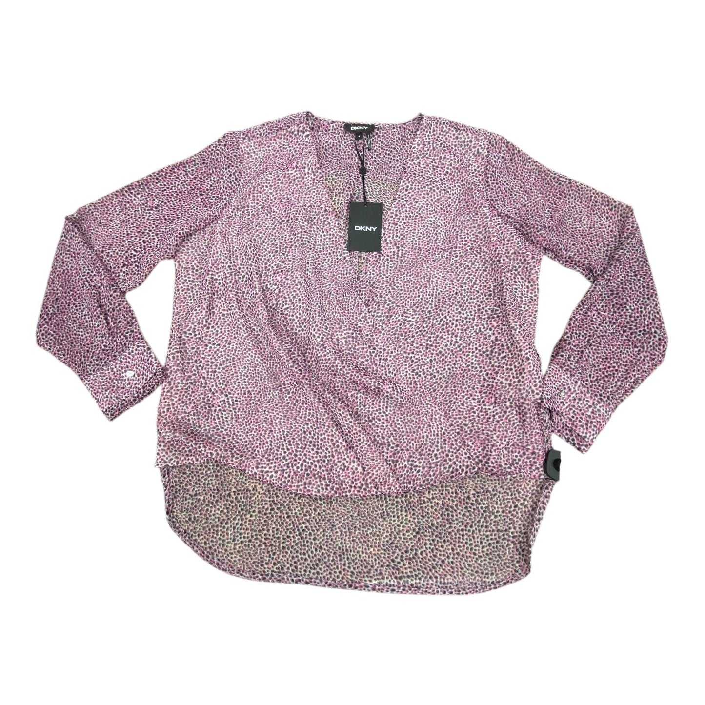 Top Long Sleeve By Dkny In Black & Pink, Size: M