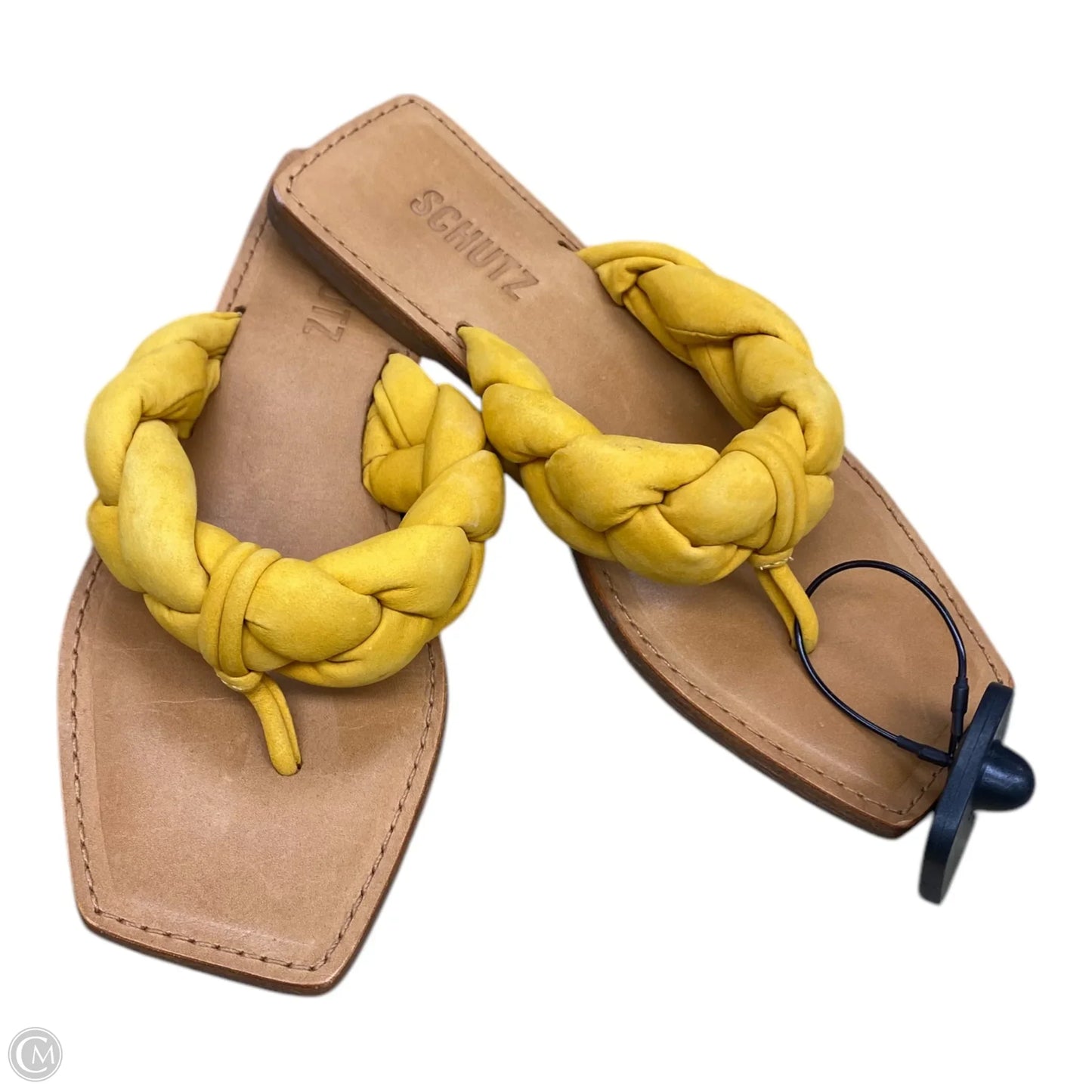 Sandals Flip Flops By Schutz In Tan & Yellow, Size: 6