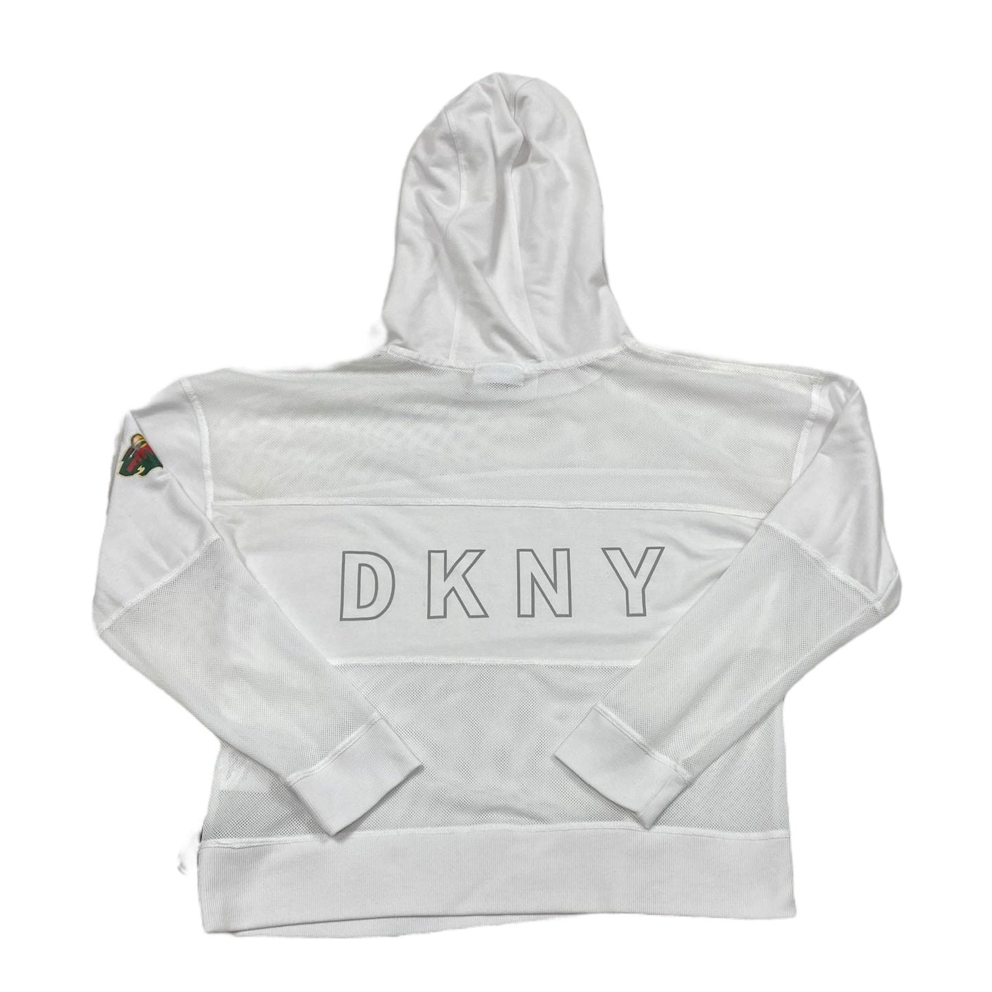 White Athletic Top Long Sleeve Hoodie Dkny, Size M