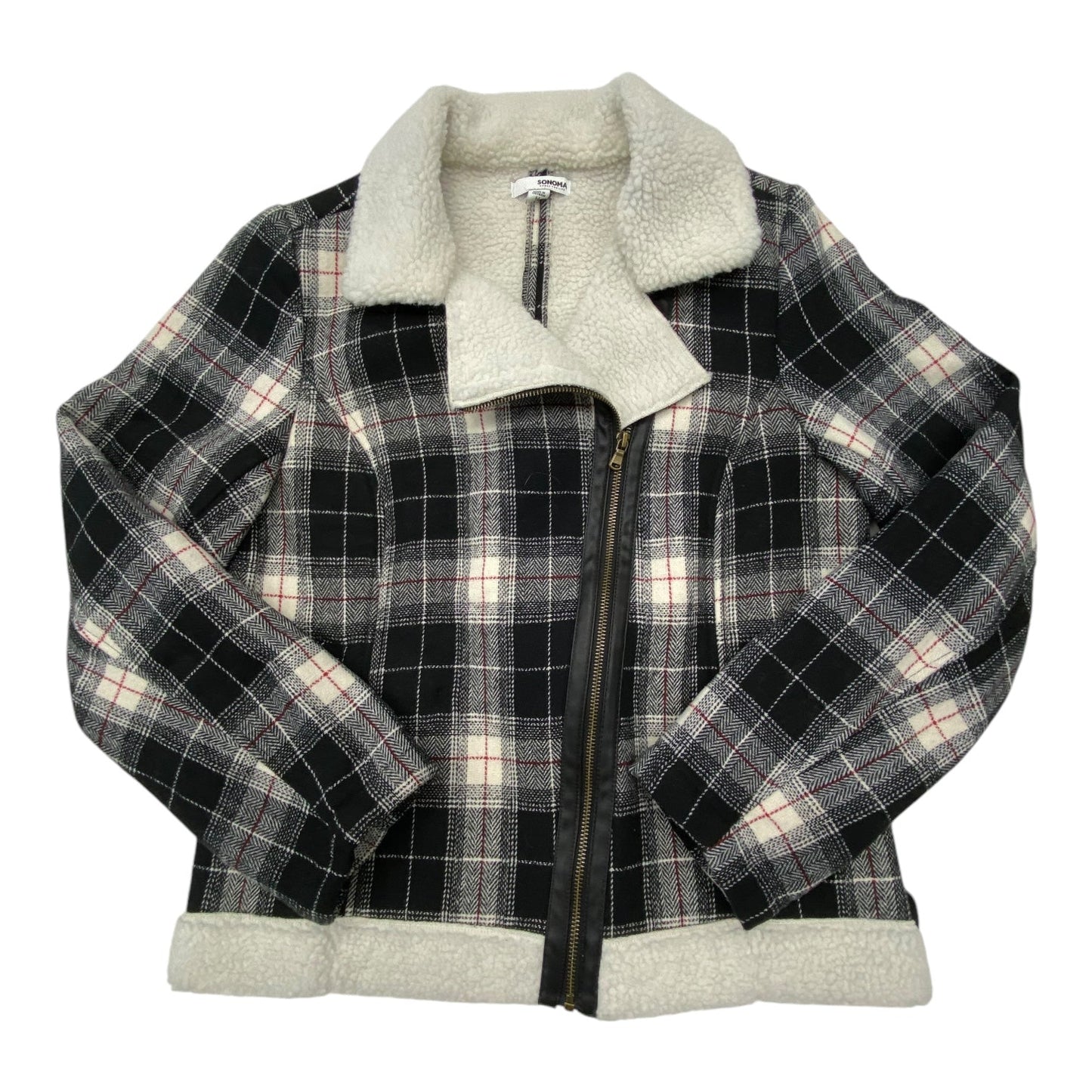 Jacket Faux Fur & Sherpa By Sonoma In Plaid Pattern, Size: M