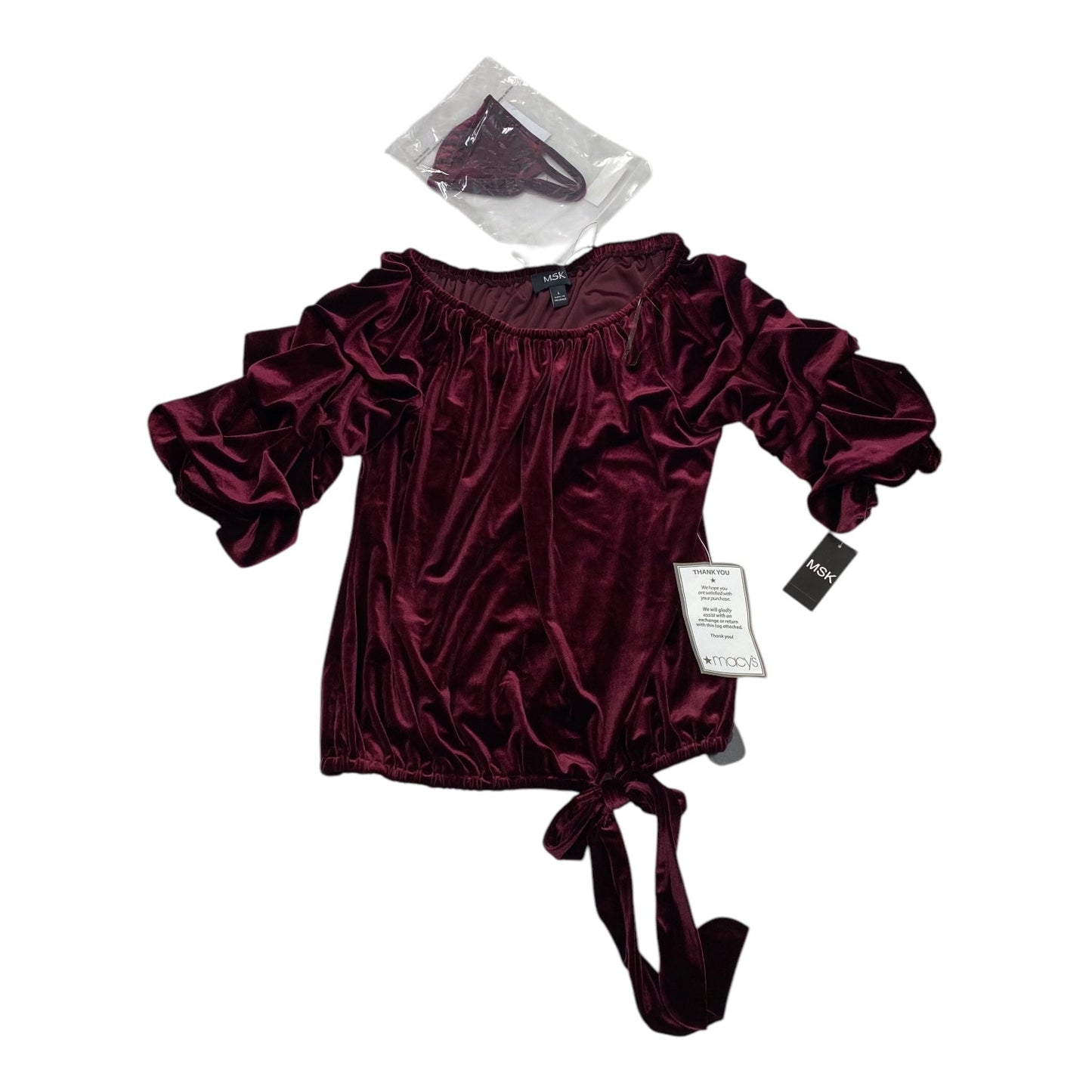 Top Long Sleeve By Msk In Maroon, Size: L