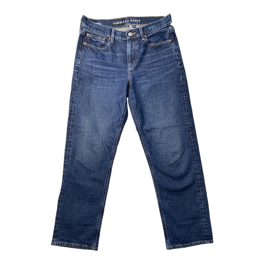 Jeans Straight By American Eagle In Blue Denim, Size: 8